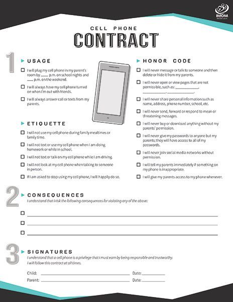 FREE Printable Teen Cell Phone Contract Kids Cell Phone Contract, Teen Cell Phone Contract, Phone Rules, Cell Phone Etiquette, Phone Contract, Cell Phone Kiosk, Cell Phone Contract, Phone Etiquette, Kids Cell Phone