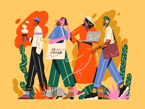 People Illustrations, Brad Cuzen, Seni Mural, Creative Illustration, People Illustration, Flat Illustration, Illustration Character Design, Editorial Illustration, Mural Art