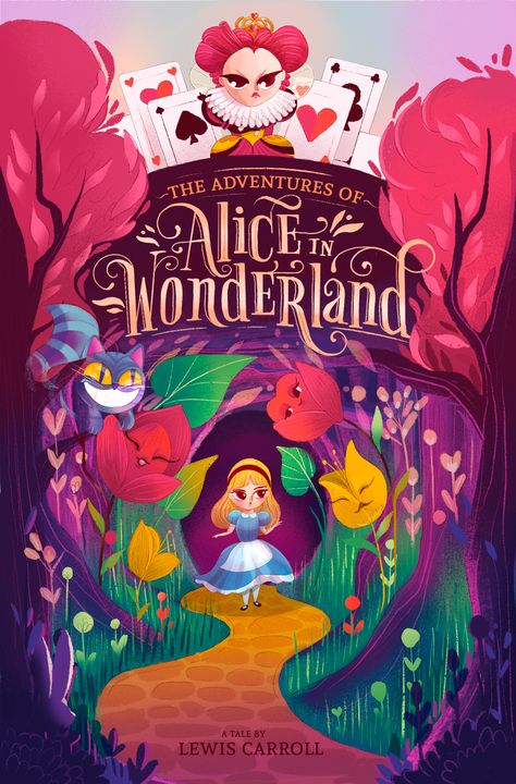 Alice In Wonderland Book Cover, Alice In Wonderland Artwork, Wonderland Artwork, Alice In Wonderland Illustrations, الفن الرقمي, Alice In Wonderland Book, Book Cover Design Inspiration, Book Cover Illustration, Arte Inspo