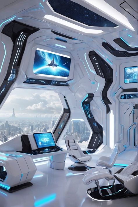 1. Futuristic Interior Design
2. Cyberpunk Décor Ideas
3. Future-Inspired Home Styling
4. Transform Your Space into a Cyberworld Futuristic Home Interior, Futuristic City Utopia, Futuristic House, Space Ships Concept, Glamorous Interiors, Spaceship Interior, Futuristic Aesthetic, Desain Furnitur Modern, Futuristic Home