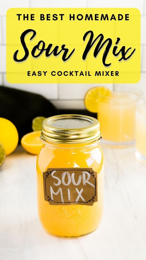 Sweet And Sour Mix Recipe, Sour Mix Recipe, Homemade Sweet And Sour Mix, Homemade Sour Mix, Sour Drink, Lemons And Limes, Lemon Cocktail, Mixer Recipes, Diy Cocktails