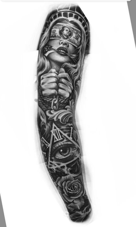 Sleeve Tattoos Drawings, Sleeve Tattoos For Guys, Tattoos Drawings, Half Sleeve Tattoos, Half Sleeve Tattoos Drawings, Realistic Tattoo Sleeve, Skull Sleeve Tattoos, Gangsta Tattoos, Full Sleeve Tattoo Design