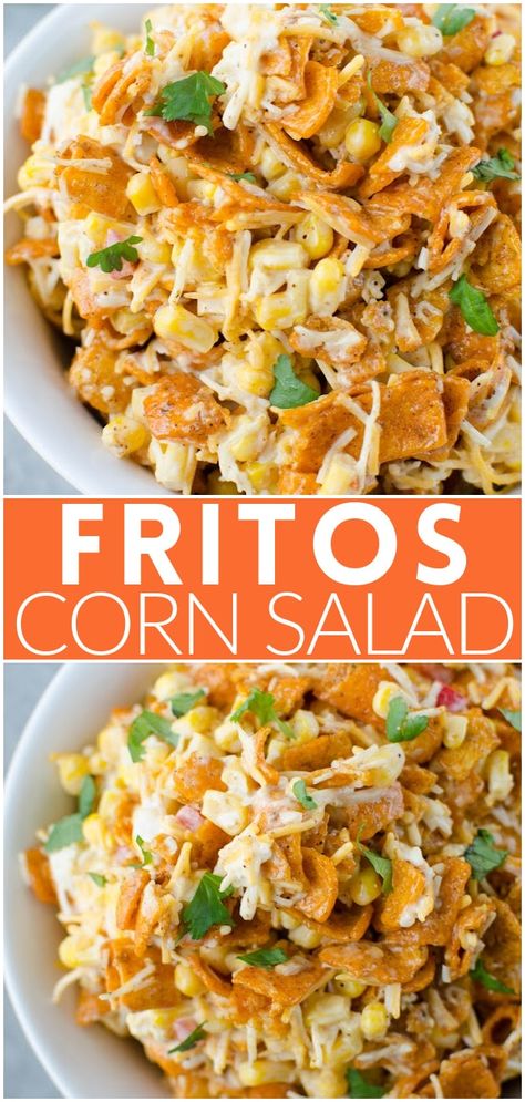 Fritos Corn Salad, Frito Corn Salad, Chili Cheese Fritos, Barbecue Sides, Easy Summer Side Dishes, Barbecue Side Dishes, Summer Side Dish, Corn Dip, Creamy Dressing