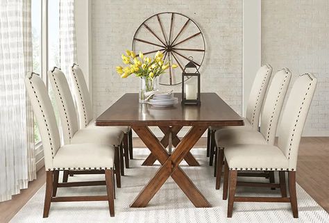 Home Furniture by Room & Type Rectangle Dining Room, Affordable Dining Room Sets, Affordable Furniture Stores, Room Revamp, Brown Dining Table, Dining Room Table Chairs, Dining Room Remodel, Leather Dining Room Chairs, Twin Lakes