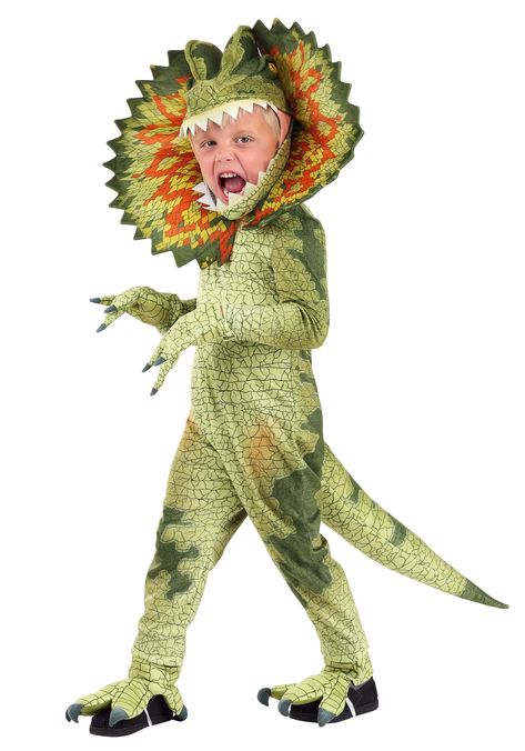 Dilophosaurus Costume, Dinosaur Costume Toddler, Toddler Dinosaur Costume, Dinosaur Costumes, Realistic Costumes, Dino Costume, Costume Green, Fun Costumes, Costume Toddler