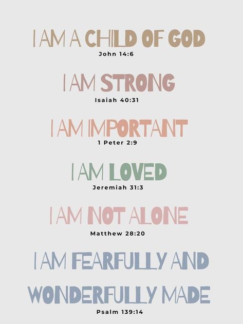 Good morning family ❤️❤️ Christian Affirmations For Kids, I Am Important, I Am Loved, Christian Affirmations, Fearfully And Wonderfully Made, A Child Of God, Affirmations For Kids, Christian Bible Study, Bible Study Lessons