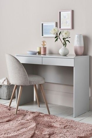 Buy Flynn Desk/Console Dressing Table from the Next UK online shop Console Dressing Table, Small Study Table, Gray Console Table, Grey Console Table, Desk Console, Dressing Room Decor, Study Table Designs, Compact Desks, Grey Desk