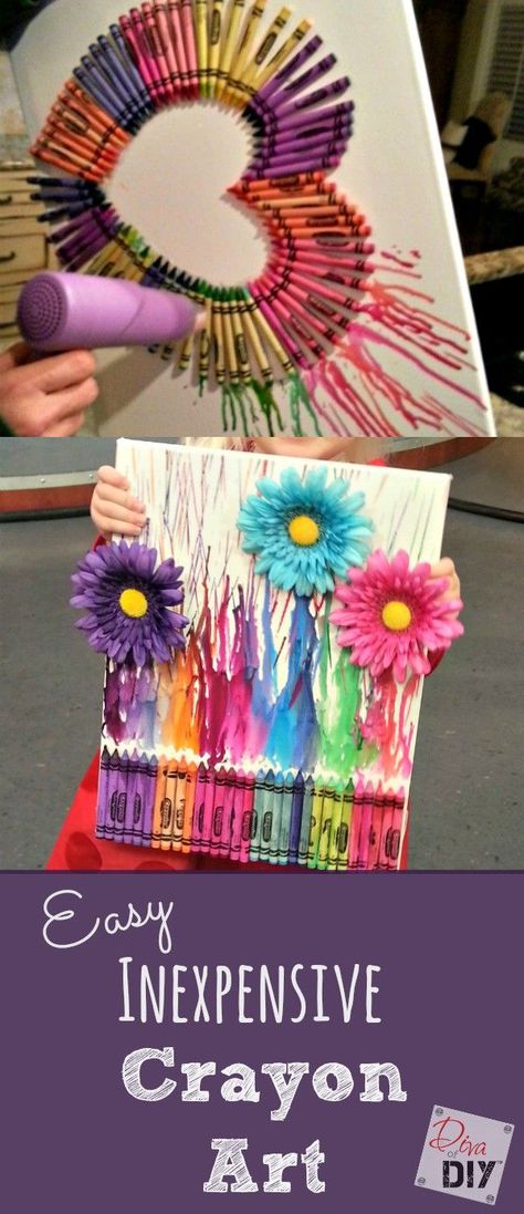 How to Make Easy and Affordable DIY Crayon Art | Diva of DIY Crayon Art, Diy Crayons, Diy Dekor, Diy Gifts For Mom, Diy Bricolage, Navidad Diy, Cadeau Diy, Easy Art, Diy Weihnachten