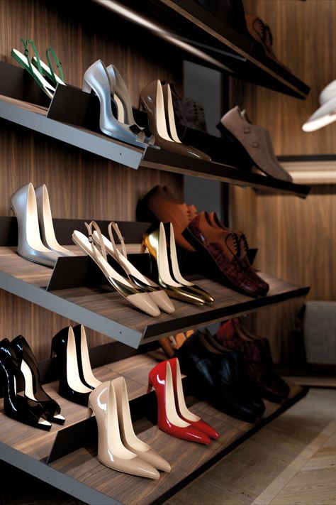 Shoe Closet Design, Luxury Shoe Closet, Closet Detail, Modern Closet Designs, Dressing Room Closet, Shoe Room, Dream Closet Design, Walk In Closet Design, Closet Design Layout