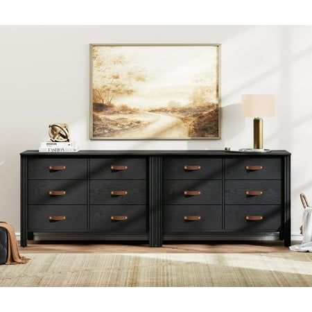 This is a large 12 drawer dresser. It includes two black dressers and features a wooden frame with 12 fabric drawers. The black color gives it a classic and sophisticated appearance. Each drawer offers ample storage space, ideal for organizing clothes, accessories, documents, or any other items. Its compact design makes it a perfect fit for any room, offering a stylish and practical storage solution. Color: Brown. Large Bedroom Dresser, 12 Drawer Dresser, Cabinet For Living Room, Tv Stand With Drawers, Organized Bed, Black Dresser, Bedroom Large, Large Dresser, Small Bedroom Furniture