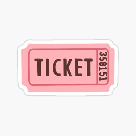 "Cute Pink Ticket" Sticker by abbybobabby64 | Redbubble Movie Ticket Sticker, Cute Ticket Design, Ticket Doodle, Cute Tickets, Tickets Stickers, Bullet Journal Boxes, Ticket Drawing, Ticket Sticker, Pink Tickets