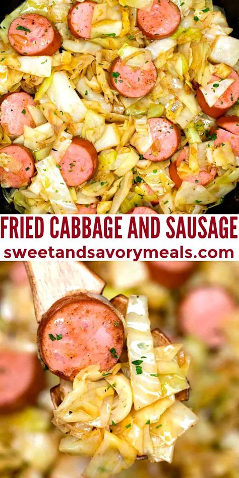 Skillet Cabbage And Sausage, Cabbage Sausage Stir Fry, Sausage Cabbage Noodles Recipe, Sausage Cabbage Stir Fry, Sausage And Cabbage Stir Fry, Cabbage And Noodles With Smoked Sausage, Cabbage Stir Fry With Sausage, Cabbage And Brats Recipes, Cabbage Noodles And Sausage