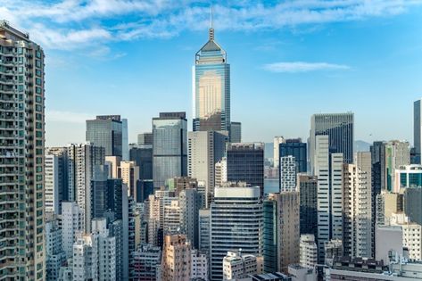 The amazing view of hong-kong cityscape ... | Premium Photo #Freepik #photo #background #business #city #building Hd Landscape, Building Images, Architecture Background, Background Business, Outdoor Buildings, City Background, View Wallpaper, White Building, Theme Background