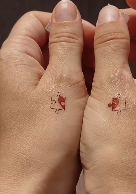 Mini Matching Tattoos Best Friends Finger, 11 11 Tattoo Couples, Love Him Tattoos For Women, Tiny Tattoos White Ink, Tvd Matching Tattoos, Puzzle Piece Matching Tattoos, Matching Tattoos For Uncle And Niece, Couples Tattoos Funny, Male Female Best Friend Tattoos