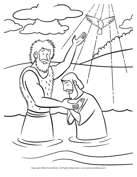 Baptism Craft, Jesus Baptised, Breakfast Kids, Christmas Sunday, Angel Coloring Pages, Jesus Coloring Pages, Jesus Crafts, Childrens Sermons, Miracles Of Jesus