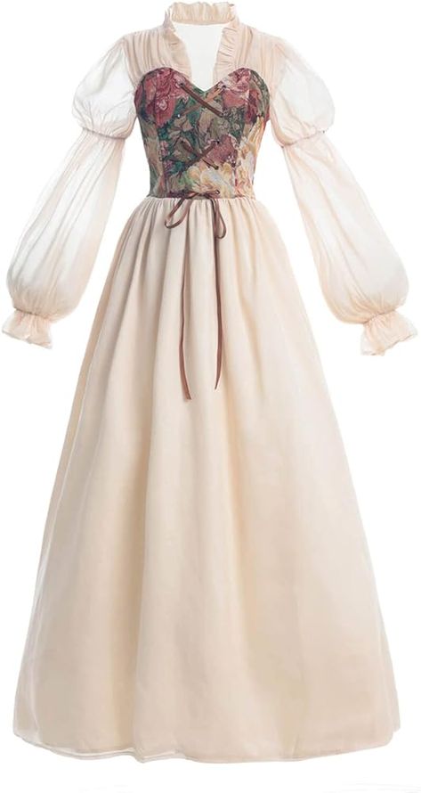 Amazon.com: Nuoqi Victorian Dress for Women 1800s Vintage Victorian Edwardian Dress Costume Beige XXL : Clothing, Shoes & Jewelry Victorian Dresses, Victorian Era Outfits, Medival Outfits Women, Touch Starved, Costume Beige, Victorian Era Dresses, Vintage Ball Gowns, Victorian Era Fashion, Witch Dress