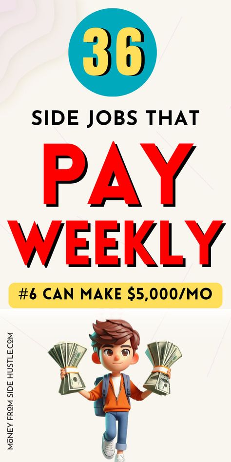 jobs that pay weekly Extra Money Ideas, Extra Money Jobs, Need Money Fast, Make Side Money, How To Get Money Fast, Hustle Money, Legit Online Jobs, Make Quick Money, Earn Money Online Fast