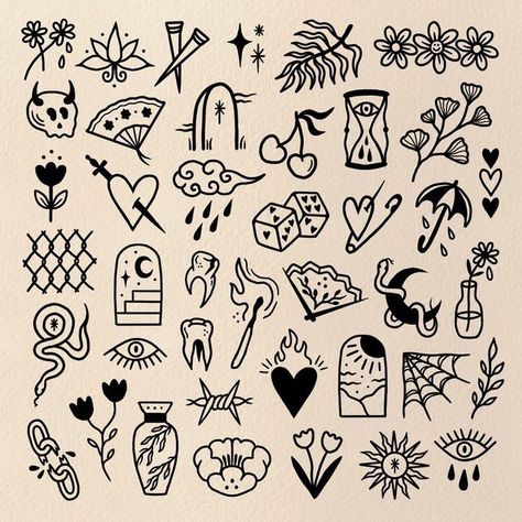 Small Shaded Tattoos Simple, Easy Spooky Doodles, Small Fall Tattoos, American Traditional Patchwork, Very Simple Tattoos, Simple American Traditional Tattoo, Tattoo Ideas Moth, Drawing Scrapbook, Sick Tattoos