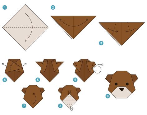 Bear Origami, Origami Bear, Bear Vector Illustration, Holiday Origami, Easy Origami Animals, Origami For Kids, Origami Step By Step, Paper Art Sculpture, Bear Vector