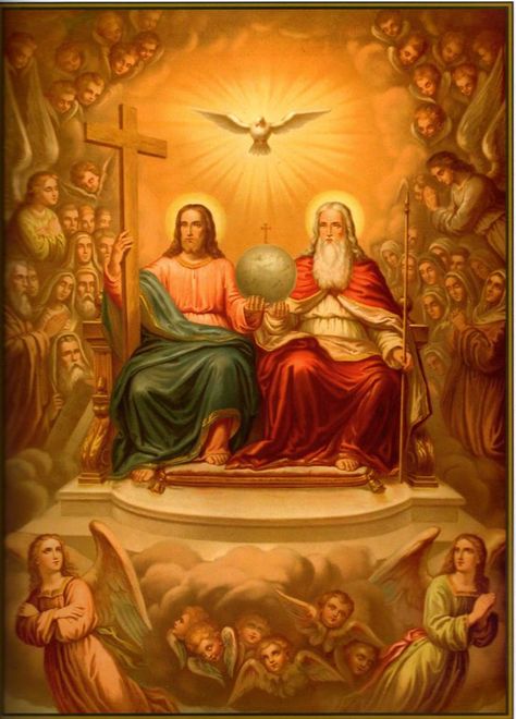 ...and is seated at the right hand of God the Father almighty; concluding the Sixth Article of the Apostles' Creed. Image Of Jesus, Panna Marie, مريم العذراء, Our Father Who Art In Heaven, Jesus And Mary, Religious Pictures, Catholic Religion, Catholic Images, Art Sacre