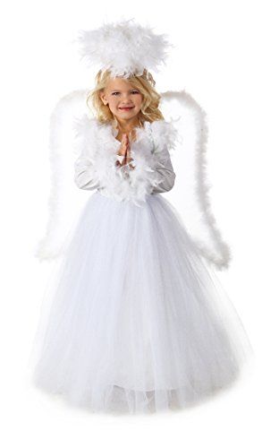 Kids Angel Costume, Annabelle Costume, Girls Angel Costume, Angel Costume Diy, Angel Dress Up, Paradise Girl, White Long Gown, Halloween Princess, Tea Length Bridesmaid Dresses