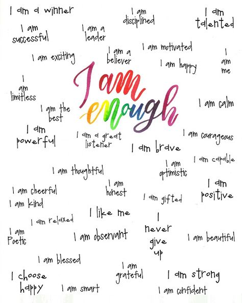 Thing That Make Me Happy, Vision Board Ideas For Recovery, I Am Enough Quotes, Enough Quotes, Happy Journal, I Am Quotes, Selfcare Motivation, Happy Ideas, Positive Affirmations For Kids