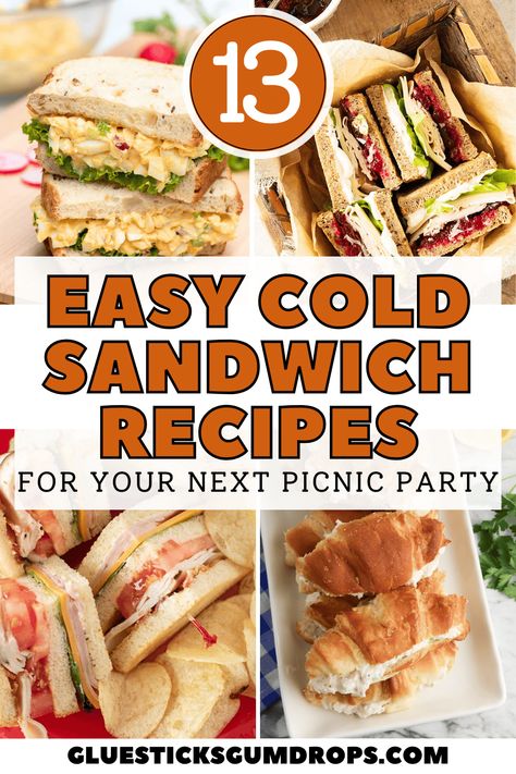 Going on a picnic? Packing your lunch for work? Don't settle for a boring PB&J when you can enjoy one of these delicious cold sandwich recipes instead. You'll find classics like chicken salad as well as flavor-packed viral TikTok sandwiches. Simple Lunches For Work Cold, Easy Lunch Meat Sandwiches, Cold Deli Sandwich Ideas, What To Put On A Sandwich, Chicken Salad Wrap Ideas, Easy Gourmet Sandwiches, Easy Cold Work Lunches, Easy Lunch Sandwich Recipes, Easy Sandwiches Recipes