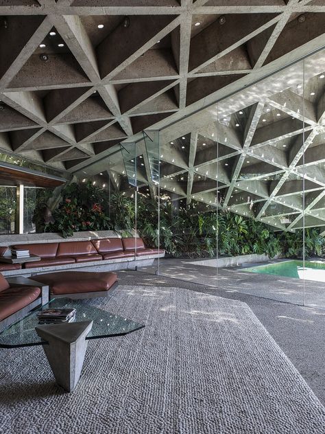 sheats goldstein residence — david alf | photography Organic Architecture, Nature, John Lautner, Goldstein House, Sheats Goldstein Residence, Goldstein Residence, Bespoke Home, Waterfall Wall, Tv Display