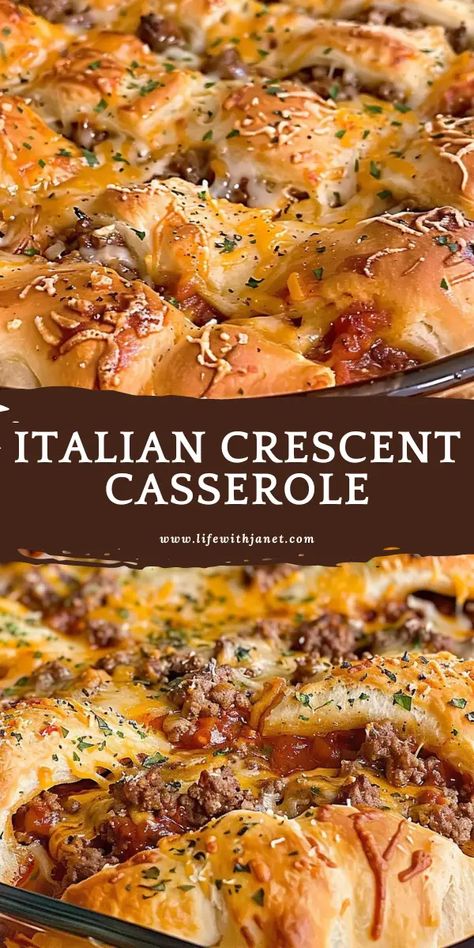 Italian Crescent Casserole Lazy Sunday Casserole, Supper Recipes For Family, Non Traditional Dinner Ideas, Italian Casserole With Crescent Rolls, Easy Large Crowd Meals, Casseroles Using Crescent Rolls, Funeral Casserole Recipes Comfort Foods, Easy Brunch Food For A Crowd, Easy Italian Casserole Recipes