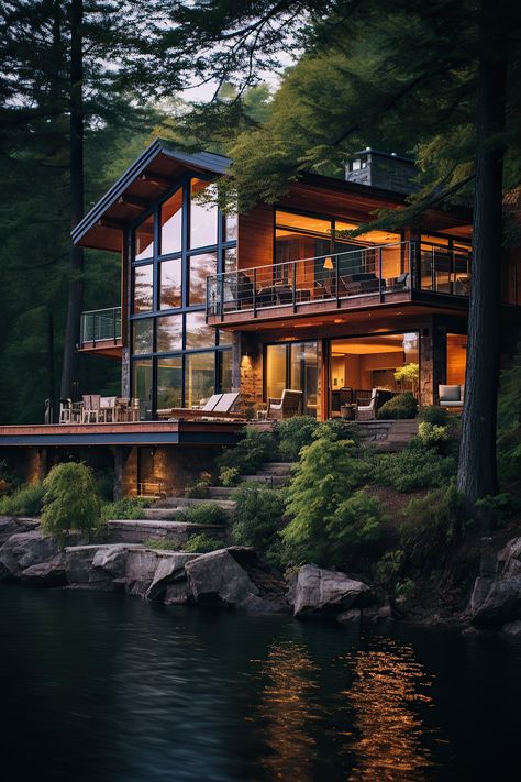 Fantasy House, House Built Into Hill, Twilight House, Casa Vintage, التصميم الخارجي للمنزل, River House, Hus Inspiration, Forest House, House Goals