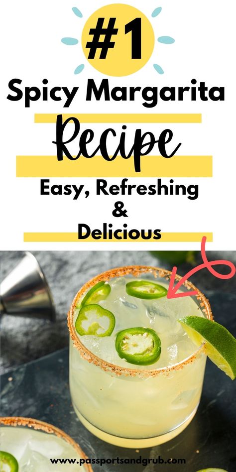 Margaritas, Bar Drink Recipes, Spicy Margarita Recipe, Easy Margarita Recipe, Easy Margarita, Spicy Cocktail, Orange Liqueur, Spicy Margarita, Breakfast Smoothie Recipes