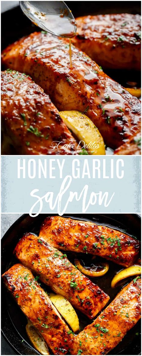 Honey Garlic Salmon Recipes, Easy Honey Garlic Salmon, Honey Garlic Glazed Salmon, Honey Salmon Recipes, Cook Broccoli, Parmesan Salmon, Sauce For Salmon, Honey Garlic Salmon, Honey Salmon