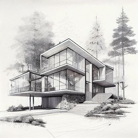 Arquitectura Wallpaper, House Design Drawing, Perspective Sketch, Perspective Drawing Architecture, Architecture Drawing Sketchbooks, Architecture Drawing Plan, Plan Sketch, Architect Drawing, Building Drawing