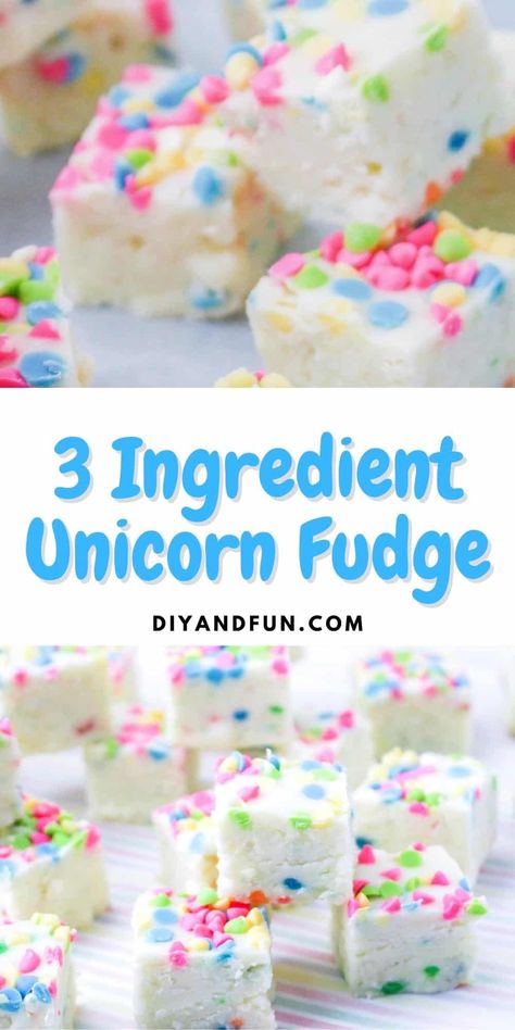 Diy Unicorn Treats, Easy Easter Fudge, Fudge 3 Ingredients Easy, 3 Ingredient Fudge Recipes Easy, Easy Treats To Make 3 Ingredients, 3 Ingredient Recipes No Bake, 3 Ingredient Candy, Bubble Gum Fudge, Cotton Candy Fudge Recipes