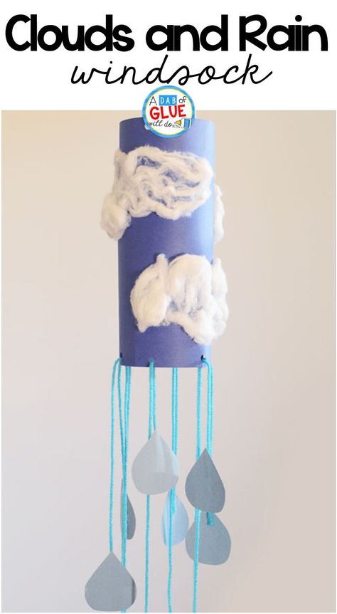 Rain Cloud Windsock Weather Craft is a great addition to your weather science unit this spring. This art activity is perfect for preschool and elementary Windsock Craft, Clouds And Rain, Sight Word Coloring, Weather Science, Winter Preschool, Rain Cloud, Art Activity, Sour Patch, Glue Crafts