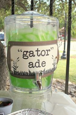 One blessing after another...: An Alligator Swamp Party! Wild One Drink Ideas, Reptile Birthday Party Food Ideas, Safari Bday Theme, Outback Birthday Party Ideas, Safari Birthday Goodie Bags Ideas, Reptile Themed Birthday Party Food, Wild One Candy Table Ideas, Outback Party Theme, Pineapple Alligator