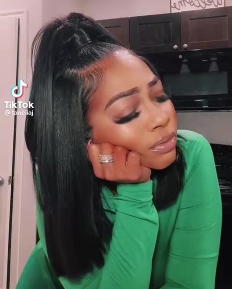 Hairstyles For Black Women Sew In Weave, Black Long Ponytail Hairstyles, Bob Hairstyles For Black Women With Fishtail, Half Up Half Down Sew In Styles, Single Ponytail For Black Women, Half Up Half Down Ponytail Bob, Natural Quick Weave Hairstyles For Black Women, Space Buns Half Up Half Down Black Women, Half Up Bob Hairstyles For Black Women