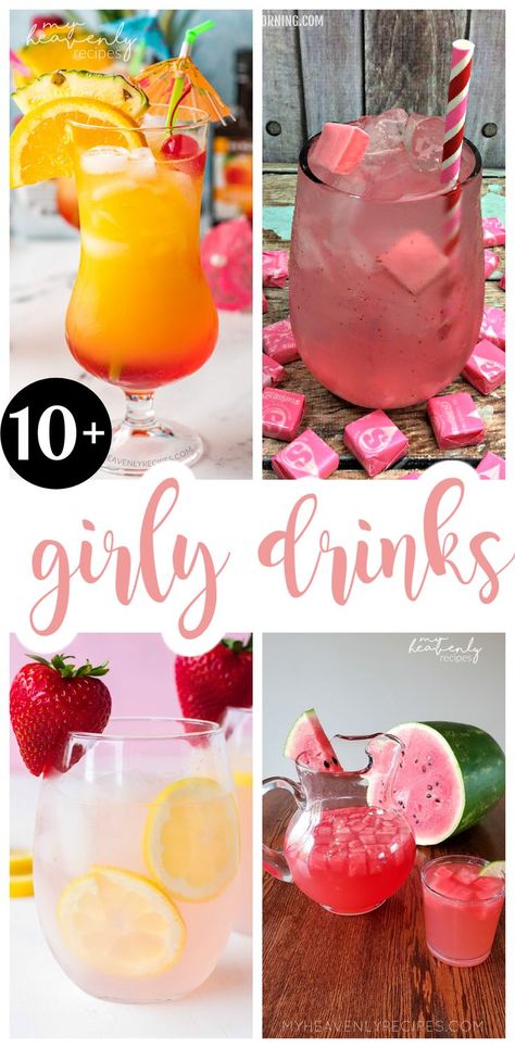 girly cocktails Coffee Concoctions, Girly Cocktails, Fruity Cocktail Recipes, Drinks Alcohol Recipes Easy, My Heavenly Recipes, Fruity Mixed Drinks, Cocktails To Make At Home, Fruity Alcohol Drinks, Easy Mixed Drinks