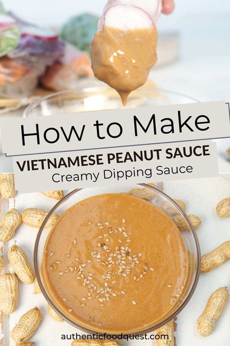 Essen, Vietnamese Spring Rolls Sauce, Summer Rolls Dipping Sauce, Vietnamese Peanut Sauce, Spring Roll Peanut Sauce, Satay Salad, Spring Roll Dipping Sauce, Peanut Butter Dipping Sauce, Asian Peanut Sauce