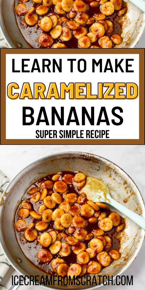 Waffles With Bananas, Banana Caramel Sauce, Banana Pancake Topping, Fruit Topping For Pancakes, Banana Sauce For Pancakes, Bananas Foster Waffles, How To Caramelize Bananas, Carmelized Banana Dessert, Carmalized Bananas Easy