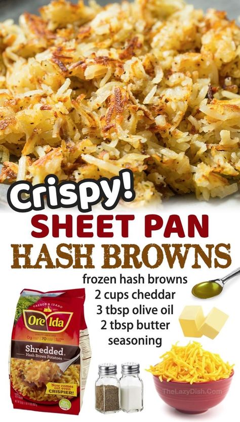 If you’re looking for the absolute best way to cook frozen shredded hash browns, you’ve got to try baking them in the oven on a sheet pan. This quick and easy way of cooking your breakfast potatoes is a total game changer. There’s no reason you should put up with soggy hash browns ever again! These are super CRISPY and delicious! Hash browns are a cheap and simple breakfast staple that everybody loves. They are definitely my favorite comfort food in the morning, and great for serving a crowd. Shredded Hashbrown Recipes, Frozen Hashbrown Recipes, Hashbrown Recipes, Potato Recipes Side Dishes, Breakfast Potatoes, Feed A Crowd, Hash Browns, Potato Side Dishes, Breakfast Recipes Casserole