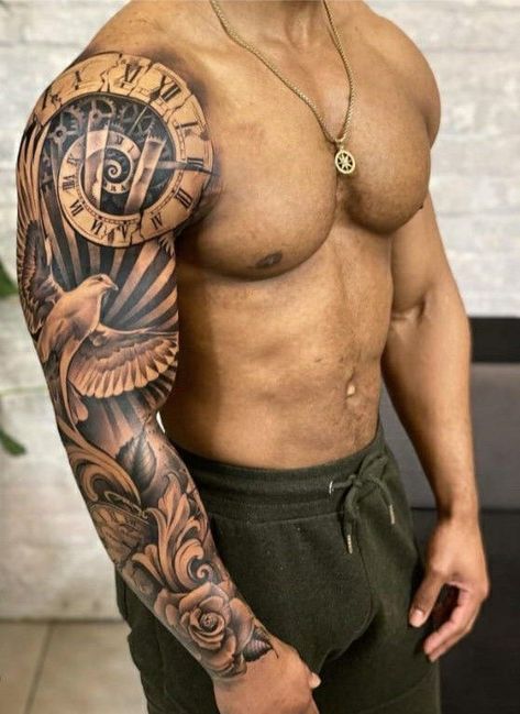 Half Sleeve For Men Upper Arm, Tatoos Men Hand Arm, Men Tattoo Ideas Sleeve, Ola Rapace, Quarter Sleeve Tattoo, Tato Lengan Bawah, Mens Full Sleeve Tattoo, Voll Arm-tattoos, Tattoo Bras Homme