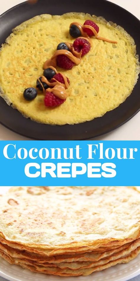 Coconut Flour Crepes, Dolce Poche Calorie, Lectin Free, Coconut Flour Recipes, Desserts Keto, Tapioca Starch, Arrowroot Powder, Crepe Recipes, Low Carb Breakfast Recipes