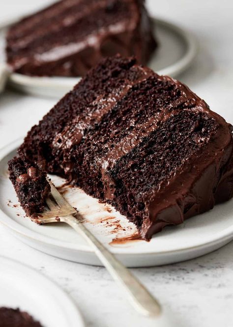 Rich and Moist Chocolate Cake (from scratch recipe) - Baked Ambrosia Matilda Chocolate Cake, Black Velvet Cakes, Chocolate Cake From Scratch, Chocolate Cake Recipe Moist, Chocolate Fudge Frosting, Gluten Free Chocolate Cake, Fudge Frosting, Gateaux Cake, Chocolate Fudge Cake