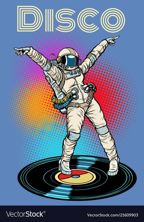 Dancing Astronaut, Woman Astronaut, Images Pop Art, Astronaut Drawing, Disco Dancing, Pop Art Vintage, Dancing Woman, Art Spatial, Retro Vector Illustration