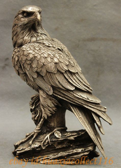 9" Chinese Fengshui Silver Carving Hawk Eagle King Birds Animal Statue Sculpture Medicine copper Decoration real Brass-in Statues & Sculptures from Home & Garden on Aliexpress.com | Alibaba Group Art Sculpture En Bois, Copper Decoration, Dekoratívne Vence, Hawk Eagle, Copper Decor, Bird Carving, Dragon Statue, Wood Carving Designs, Chainsaw Carving