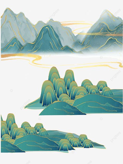 Chinese Mountains Painting, Chinese Vector Art, Chinese Mountain Drawing, Chinese Cloud Drawing, Chinese Mountain Art, Chinese Cloud Illustration, Asian Clouds Drawing, Chinese Mountain Illustration, Mountain Chinese Painting