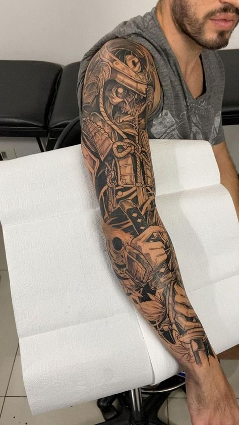 Men’s arm tattoos 15 ideas: Creative designs for your arm Mens Full Arm Sleeve Tattoo, Full Sleeve Arm Tattoos Men, Sleeve Themes For Men, Tattoo Full Sleeve Men Ideas, Best Sleeve Tattoos Men Design, Guy Sleeve Tattoos, Unique Sleeve Tattoos Men, Tattoo Designs Men Arm Sleeve, Full Leg Sleeve Tattoos For Guys