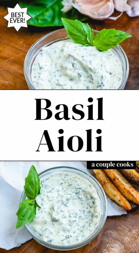 You'll want to use this incredible basil aioli on everything! It's quick and easy to make, featuring this fresh and peppery green herb. #basilaioli #aioli #basil #basilrecipe #aiolirecipe Basil Appetizer Recipes, Recipes Using Basil, Recipes With Basil, Basil Aioli Recipe, Uses For Basil, Aoli Recipe, Fresh Basil Recipes, Basil Aioli, Basil Pesto Recipes