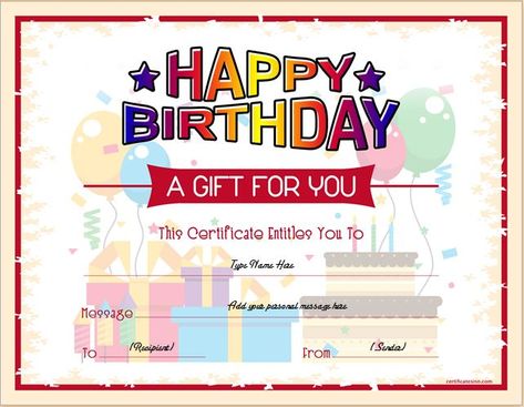 Birthday Gift Certificate Sample Templates for WORD | Professional Certificate Templates Birthday Gift Certificate, Funny Certificates, Gift Certificate Template Word, Free Printable Gift Certificates, Birthday Certificate, Christmas Gift Certificate Template, Free Birthday Gifts, Free Gift Certificate Template, Printable Gift Certificate